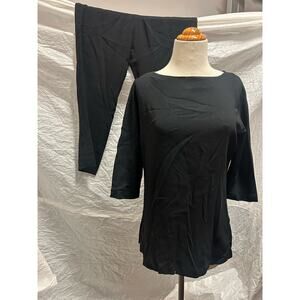 Skas Fifth Avenue Petite Collection- Black 71%Triacetate Blend Top and Pants Set